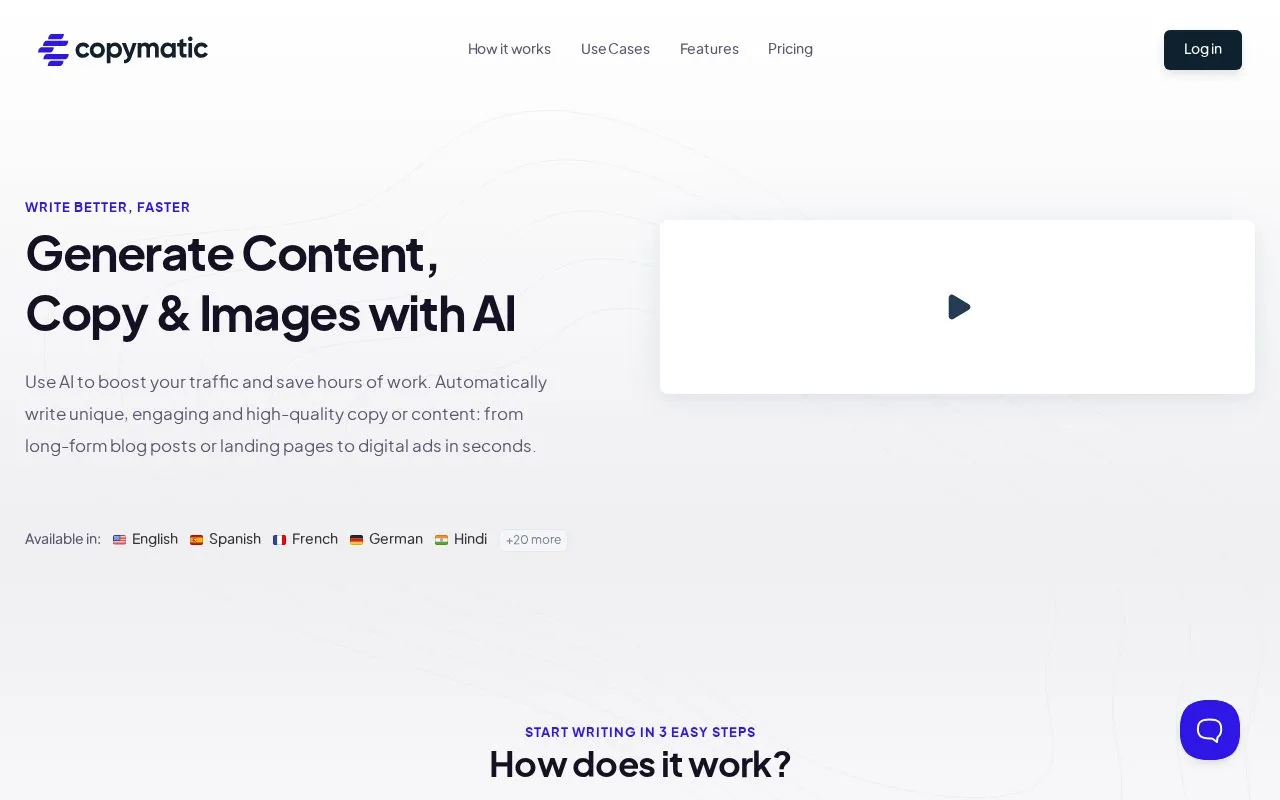 Copymatic homepage screenshot