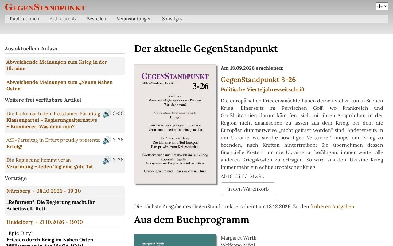GegenStandpunkt homepage screenshot