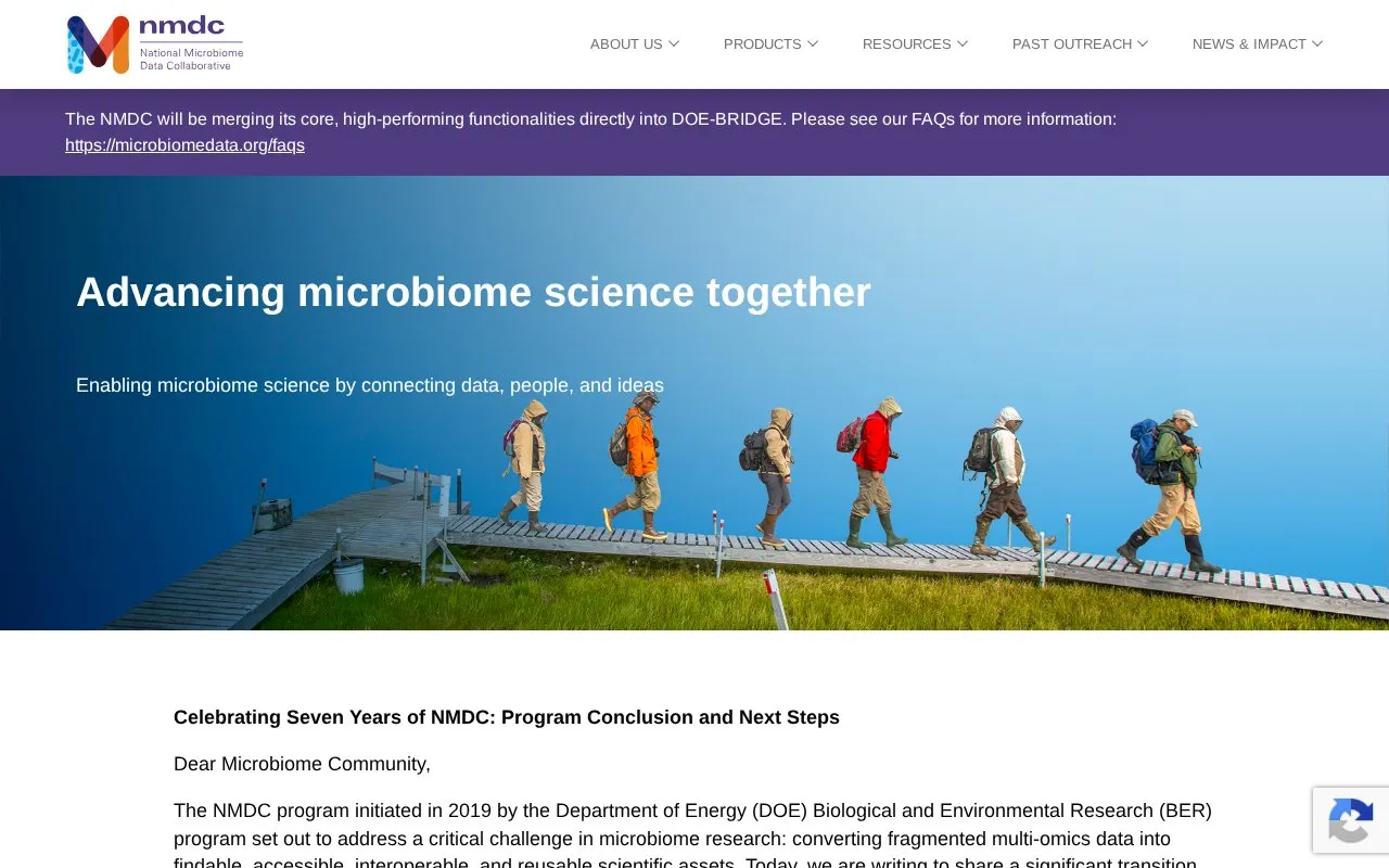 National Microbiome Data Collaborative homepage screenshot