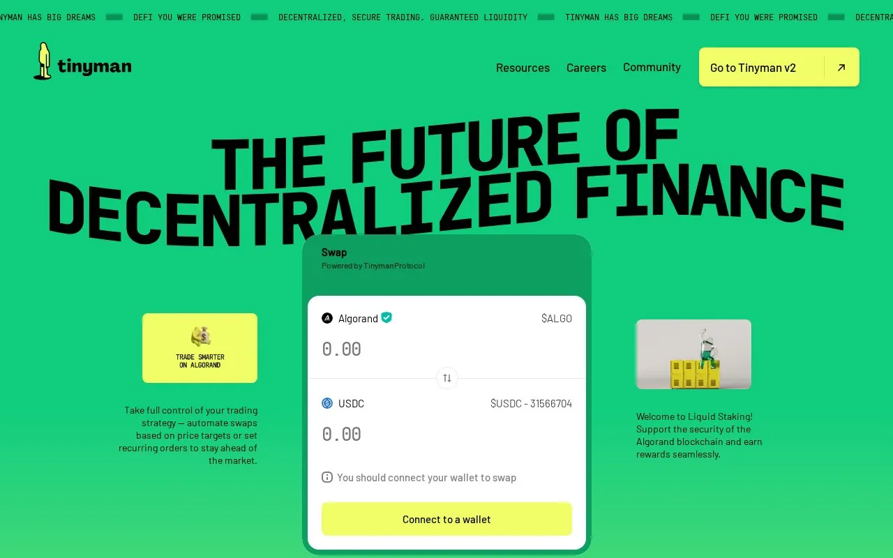 Tinyman homepage screenshot