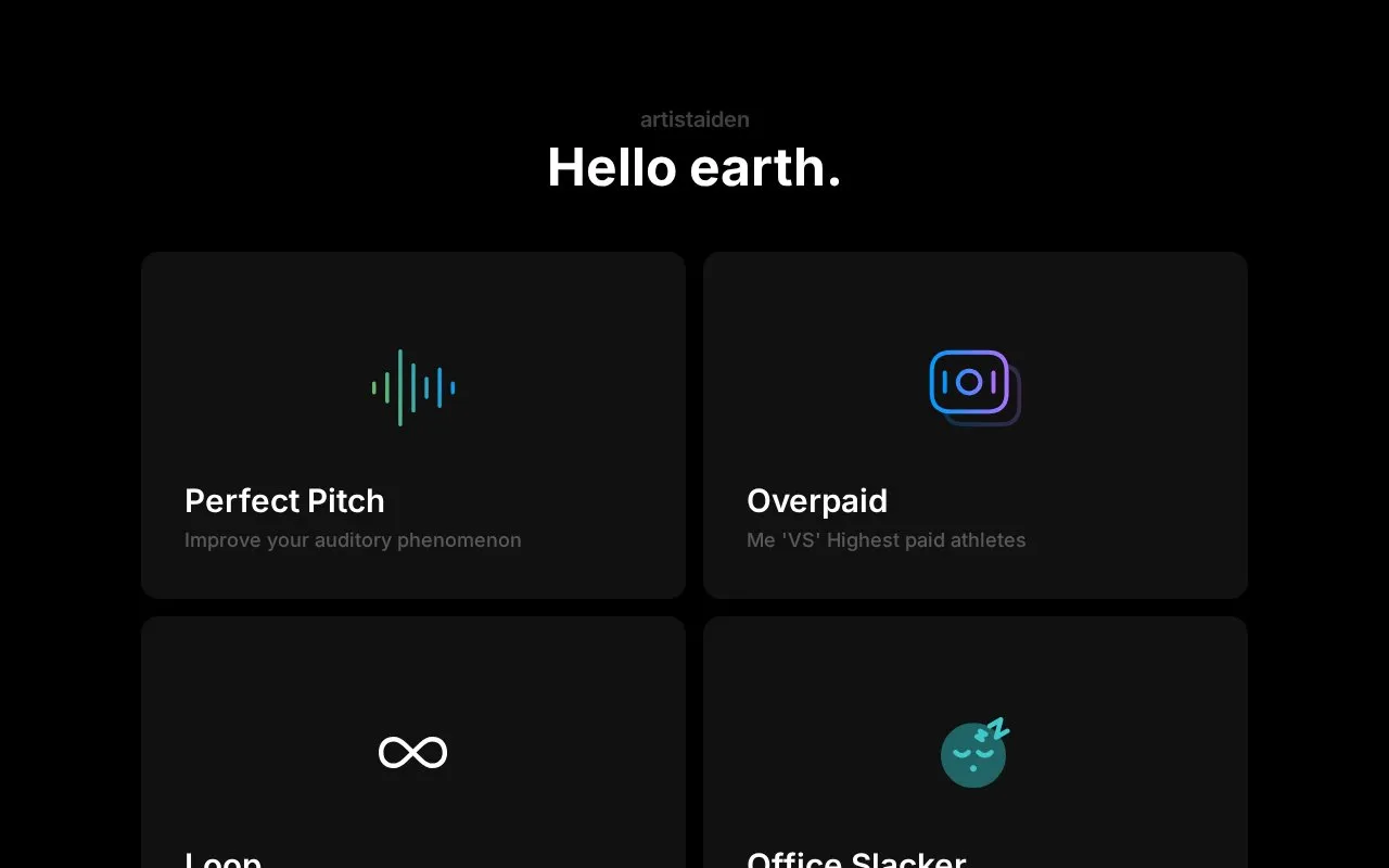 artistaiden homepage screenshot
