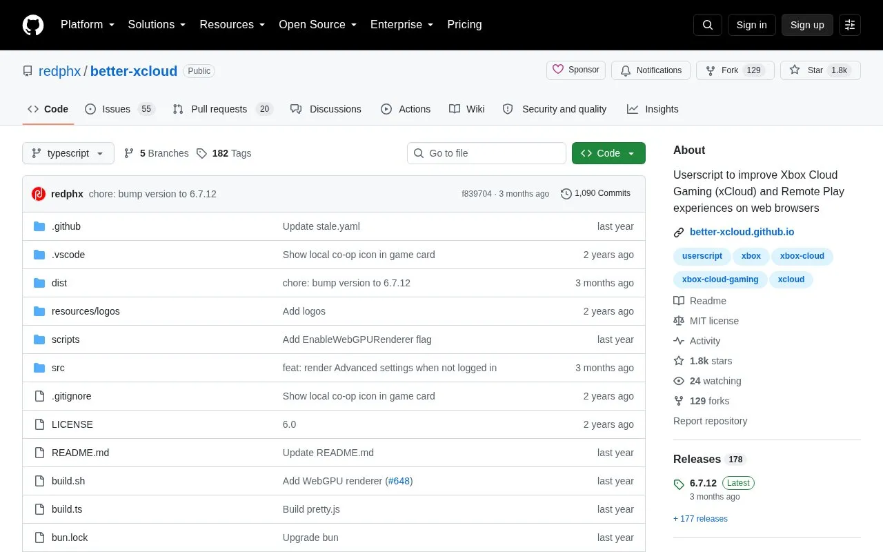 Better Xcloud homepage screenshot