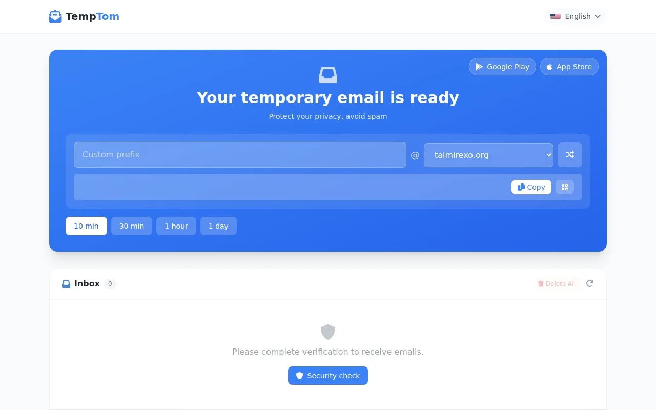 TempTom homepage screenshot