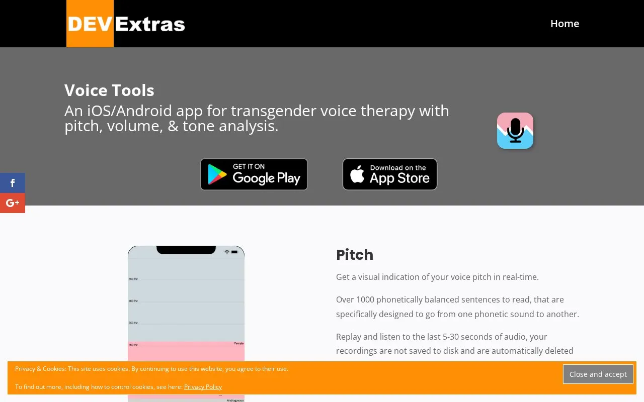 Voice Tools homepage screenshot