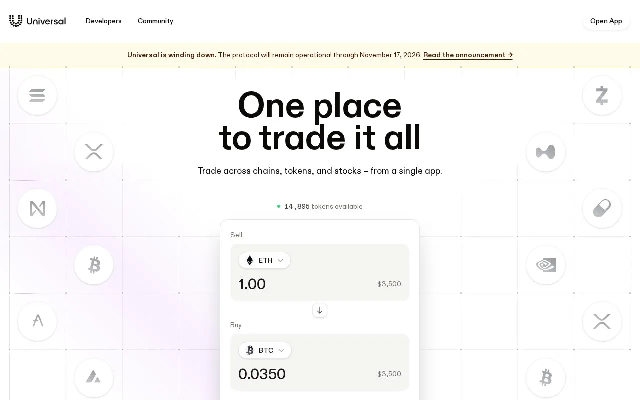 Universal Bridge homepage screenshot