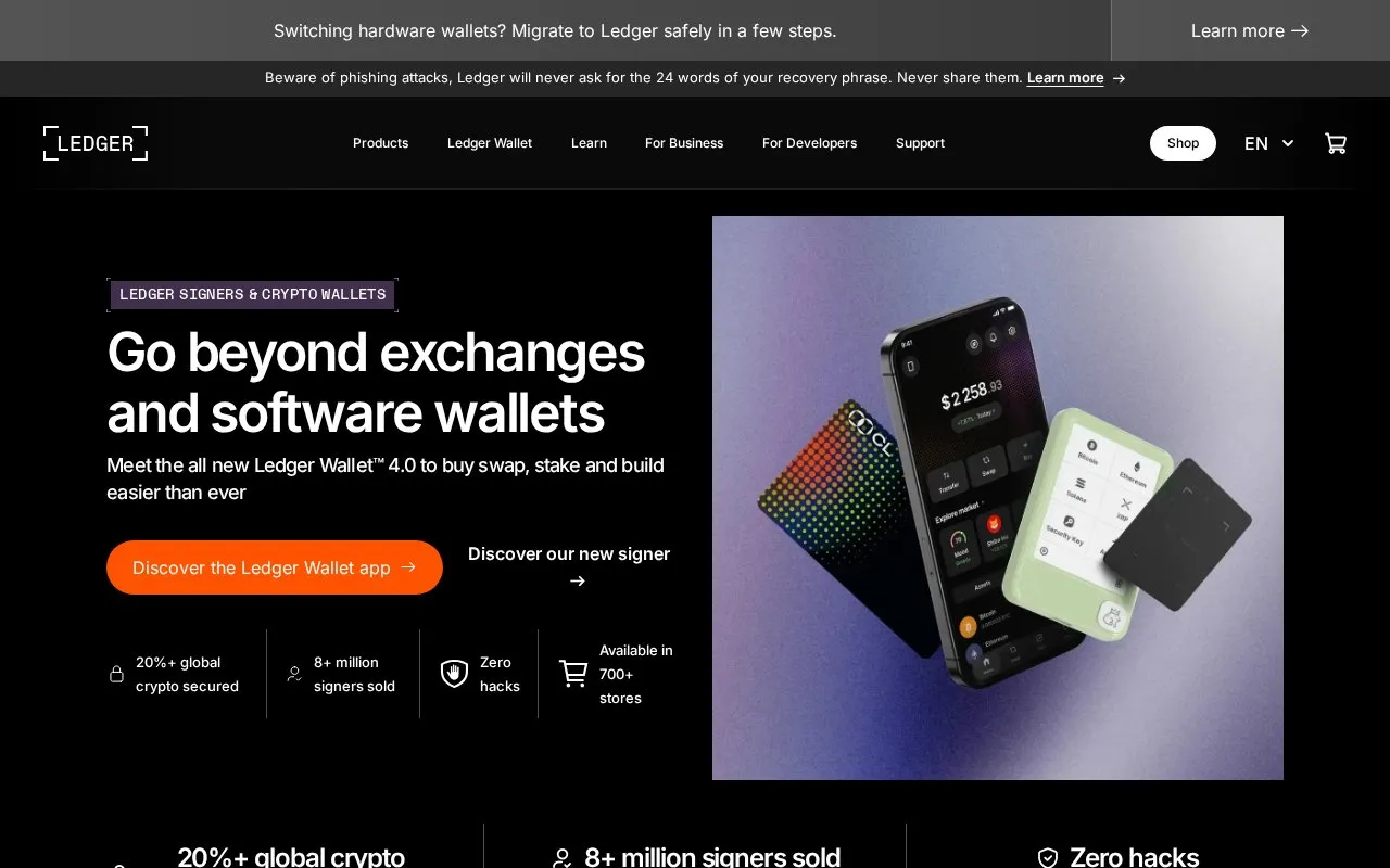 Ledger homepage screenshot