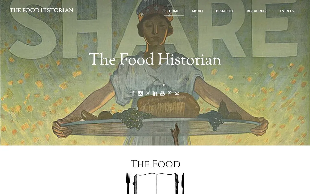 THE FOOD HISTORIAN homepage screenshot