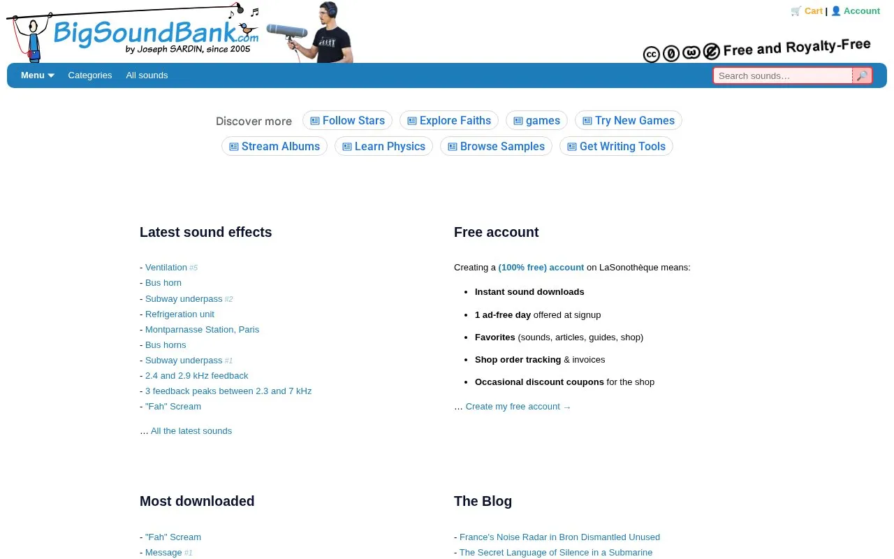 BigSoundBank homepage screenshot