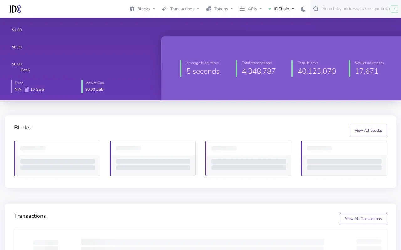IDChain Mainnet — explorer homepage screenshot