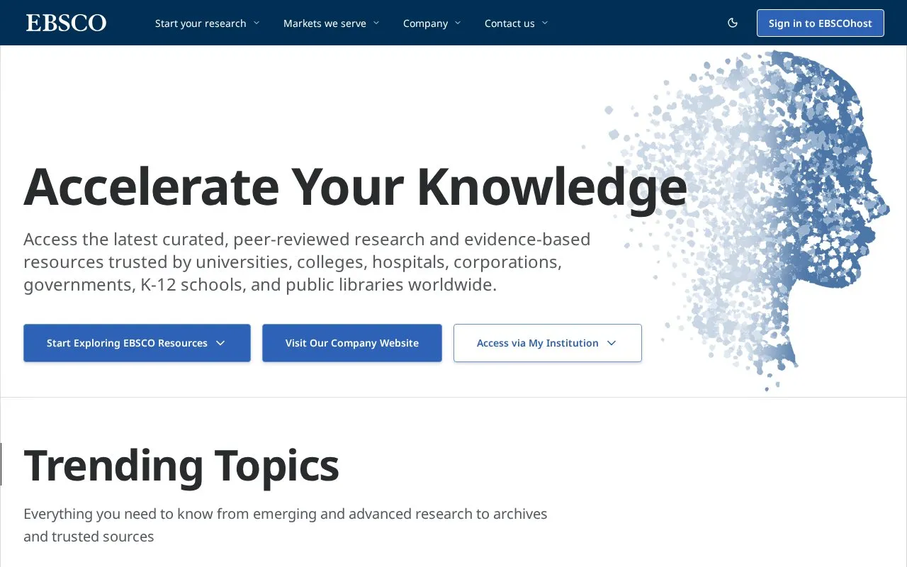Academic Search homepage screenshot