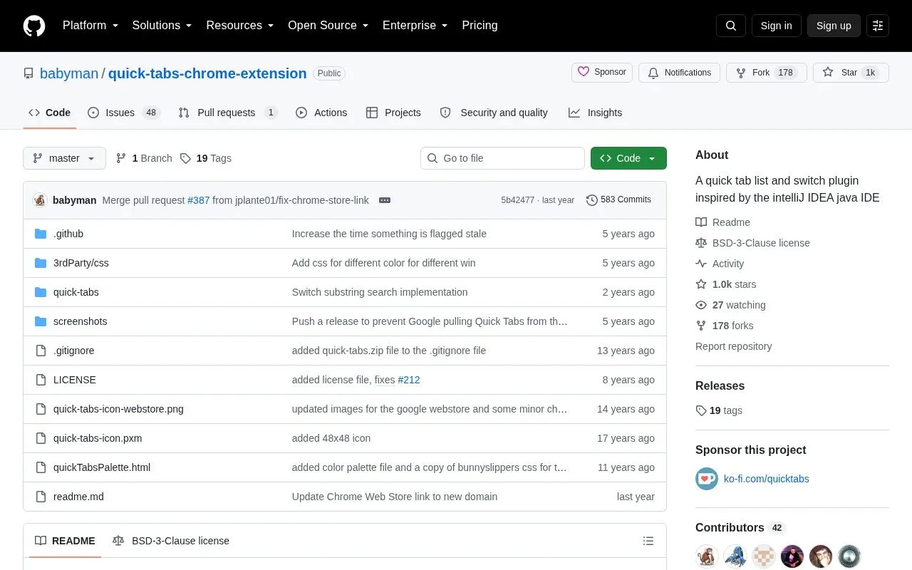 Quick Tabs homepage screenshot