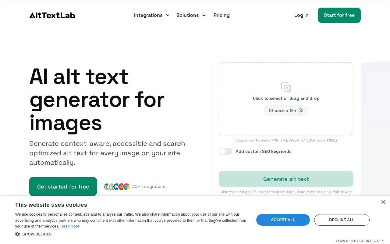 AltTextLab homepage screenshot