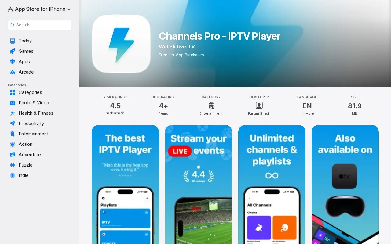 Channels Pro homepage screenshot