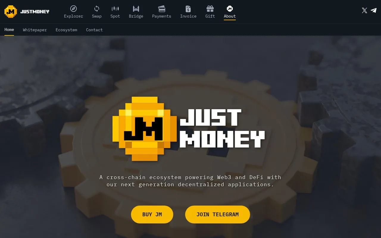 JustMoney homepage screenshot