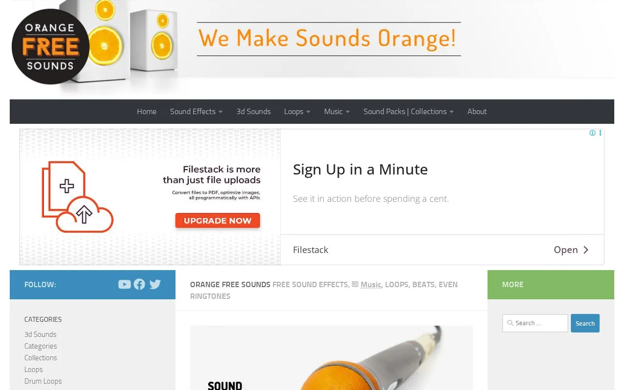 OrangeFreeSounds homepage screenshot