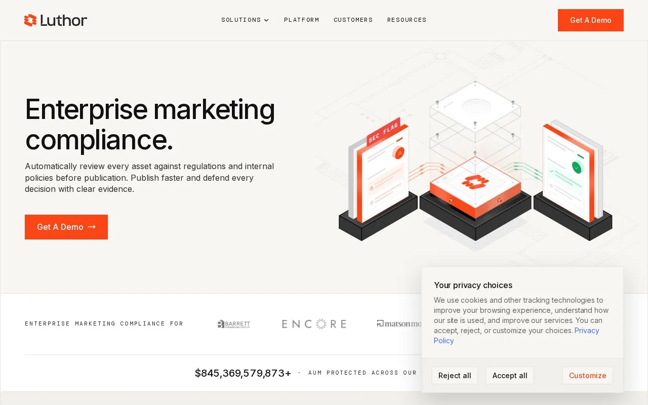 Luthor homepage screenshot