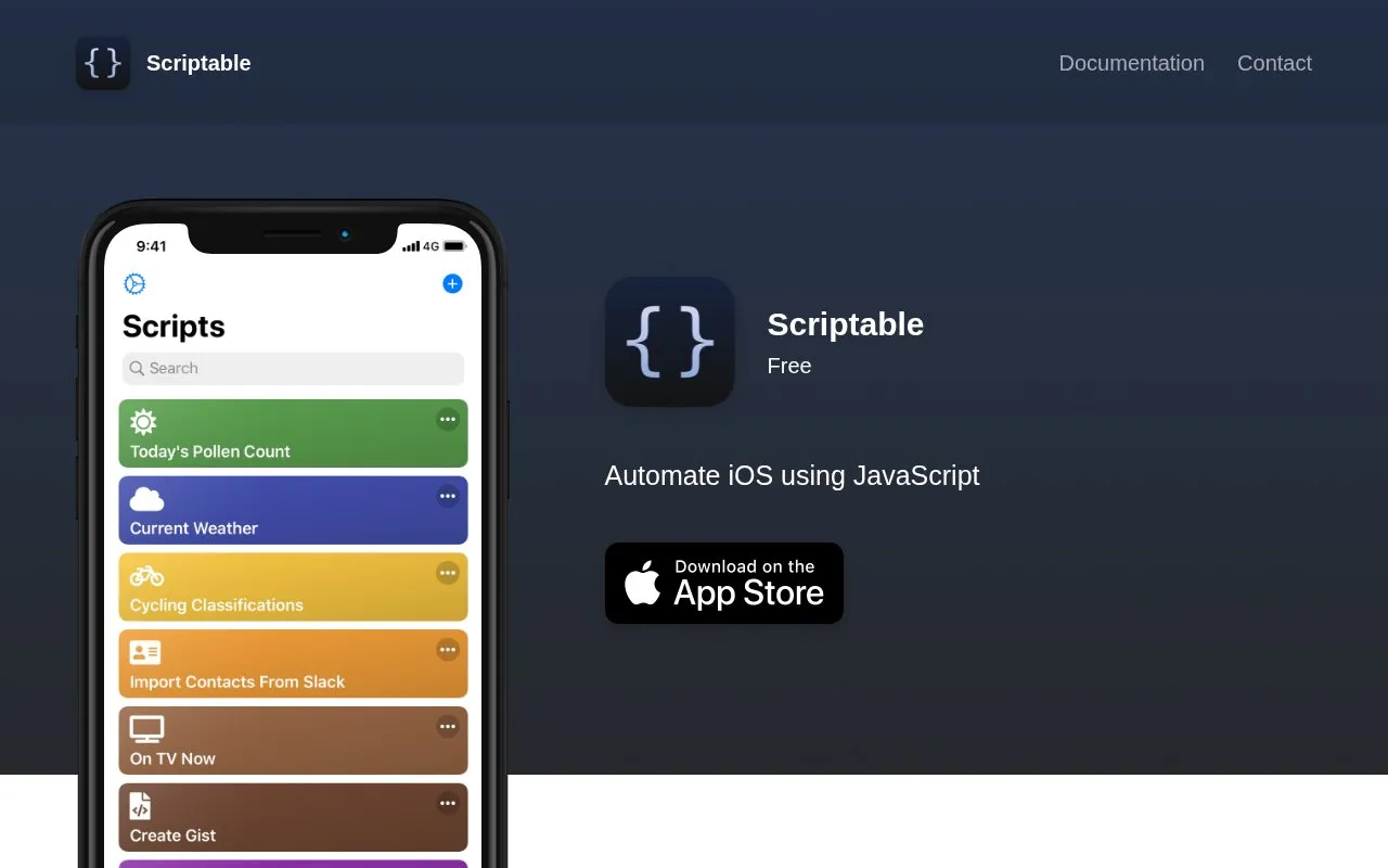 Scriptable homepage screenshot