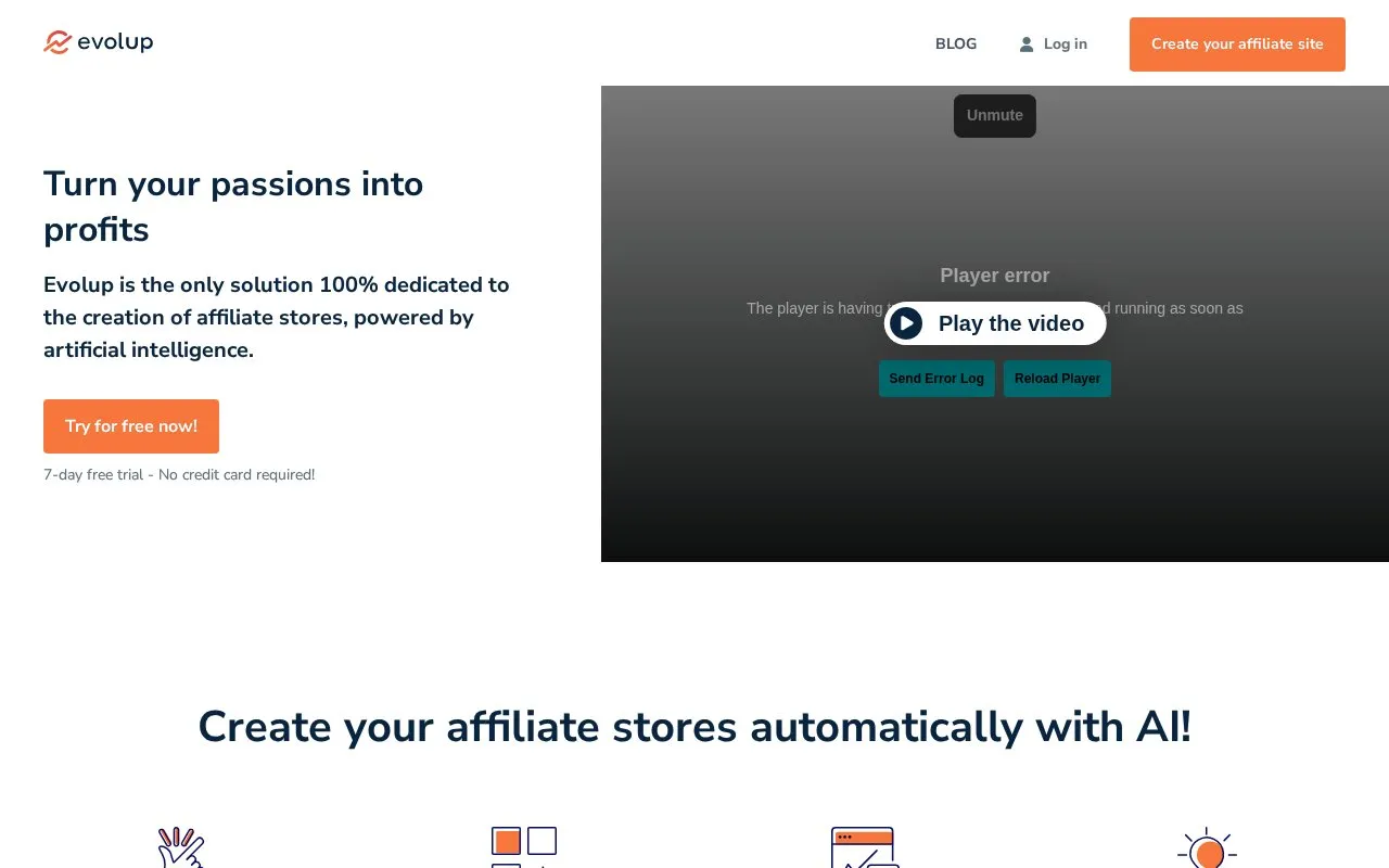 Evolup homepage screenshot