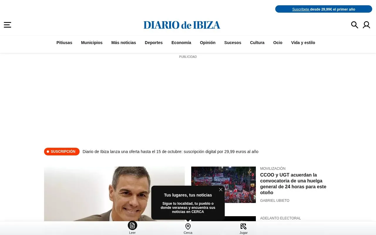 Diario de Ibiza homepage screenshot