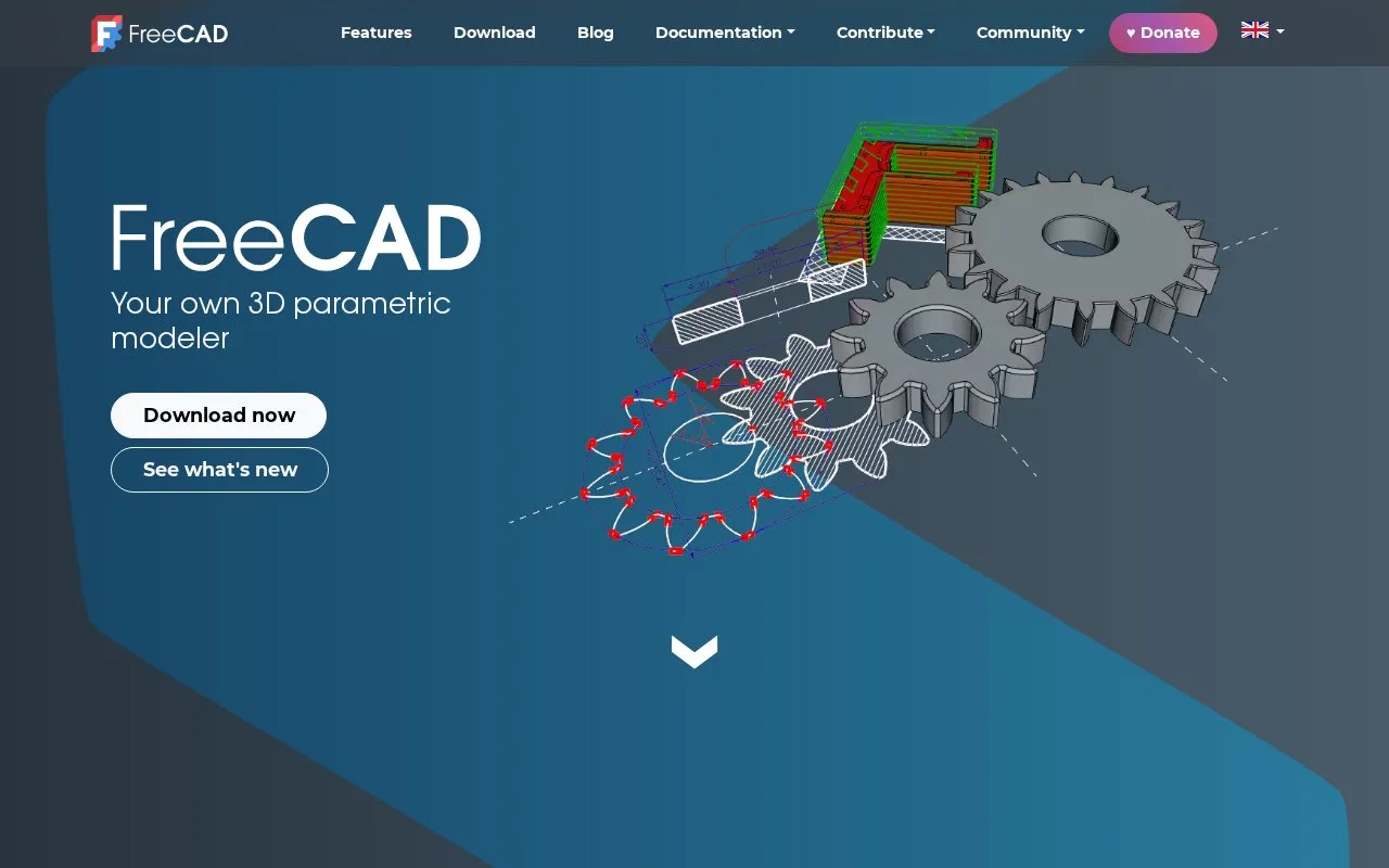 FreeCAD homepage screenshot