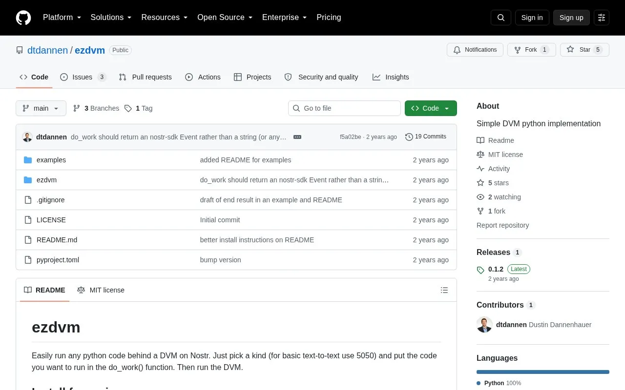 ezdvm homepage screenshot