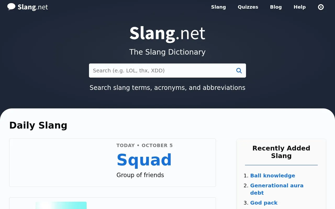 Slangit homepage screenshot