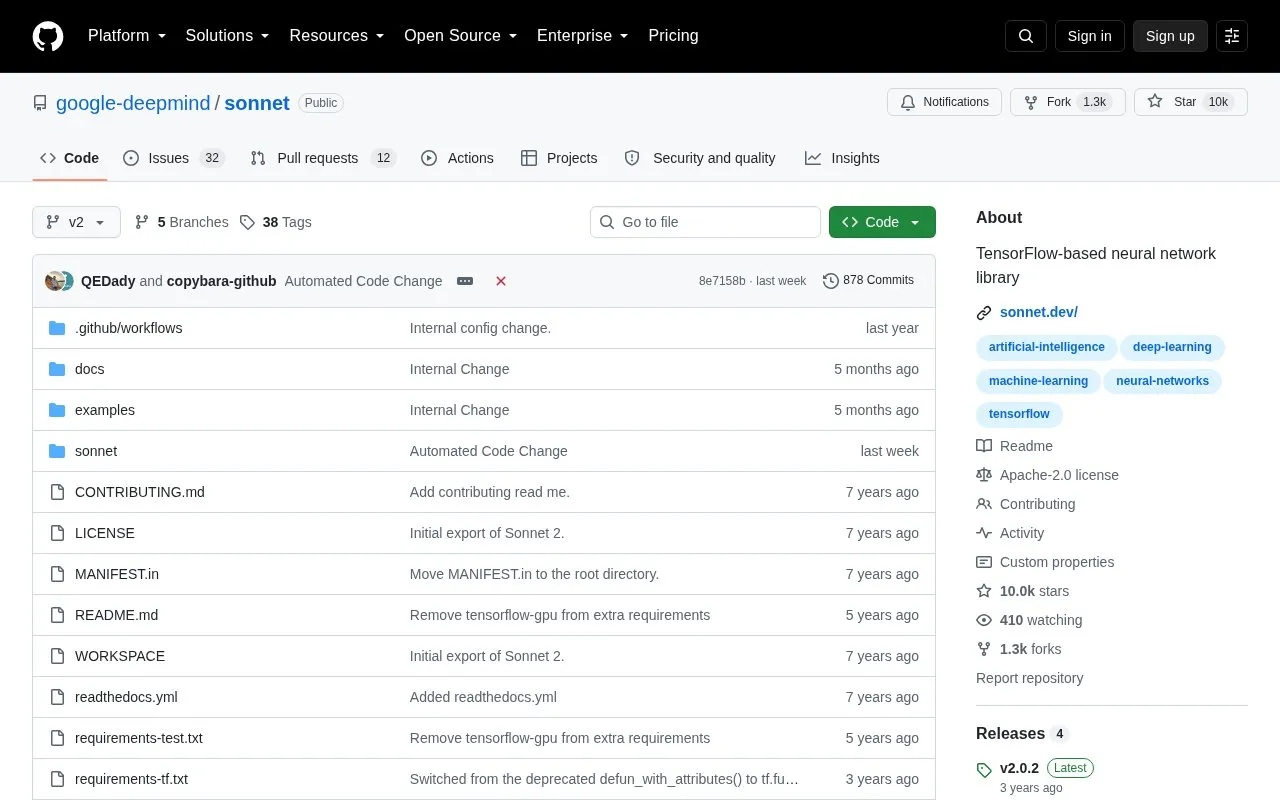 Sonnet homepage screenshot