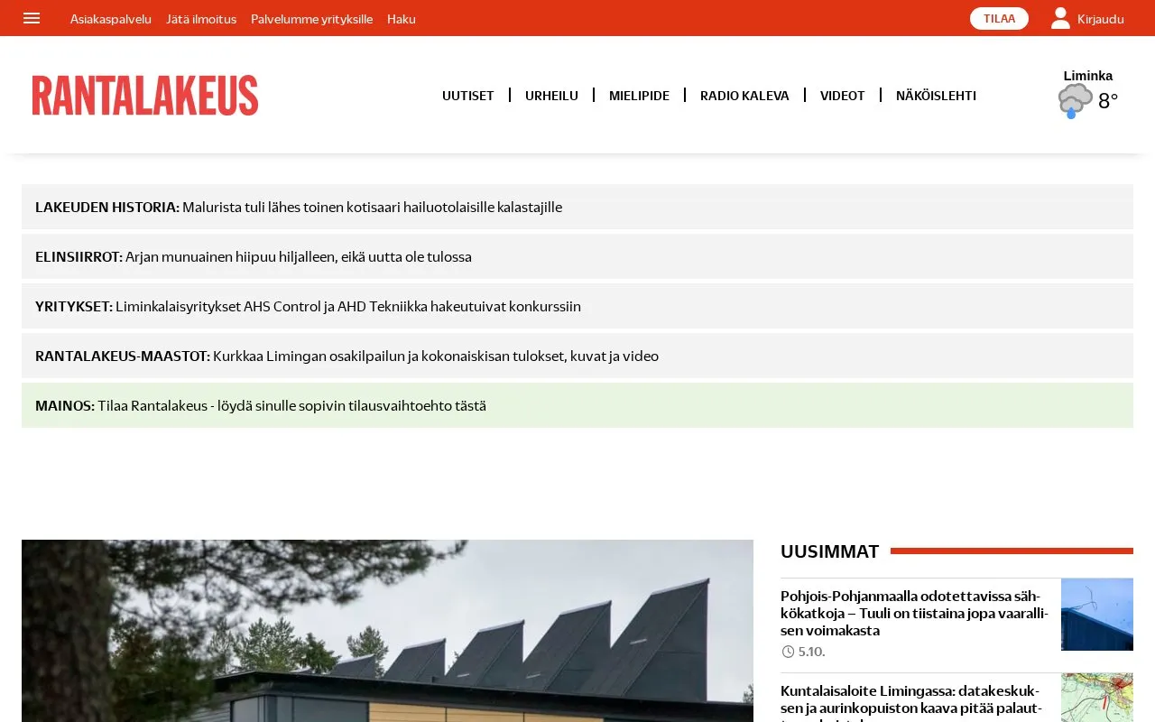Rantalakeus homepage screenshot