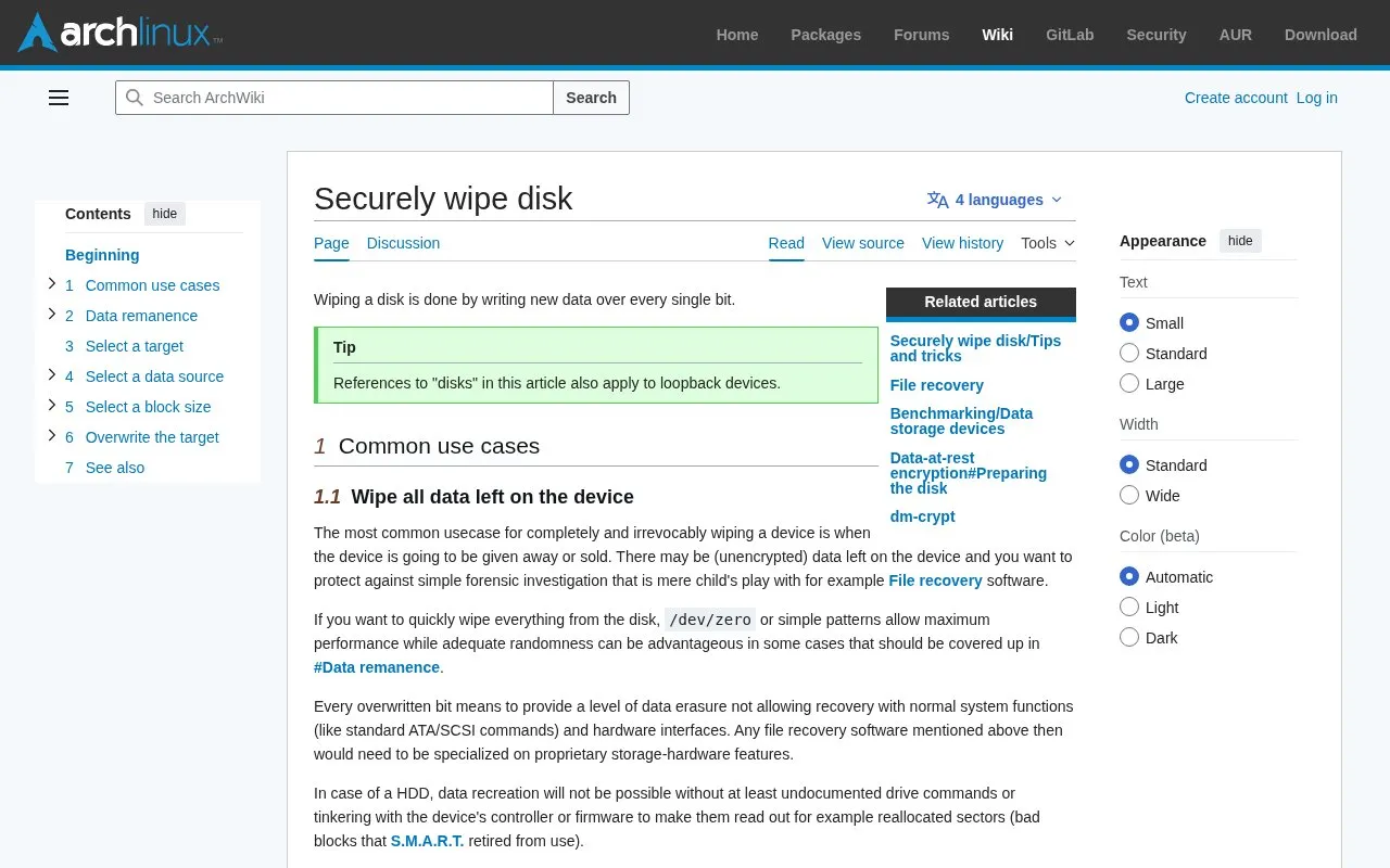 Securely Wipe Disk homepage screenshot