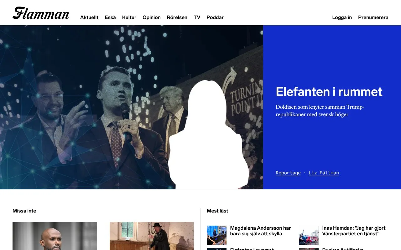 Flamman homepage screenshot