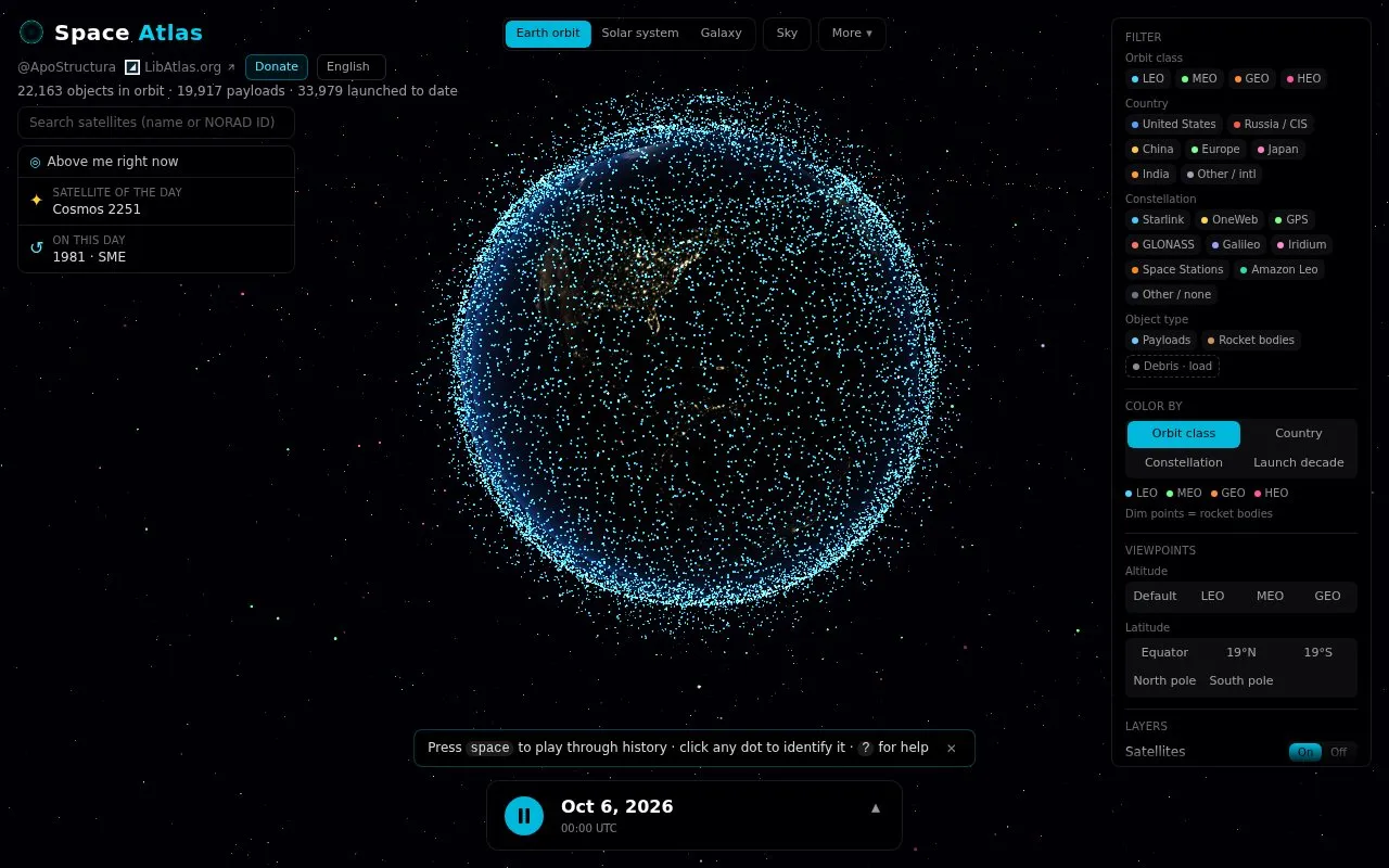 Space Atlas homepage screenshot