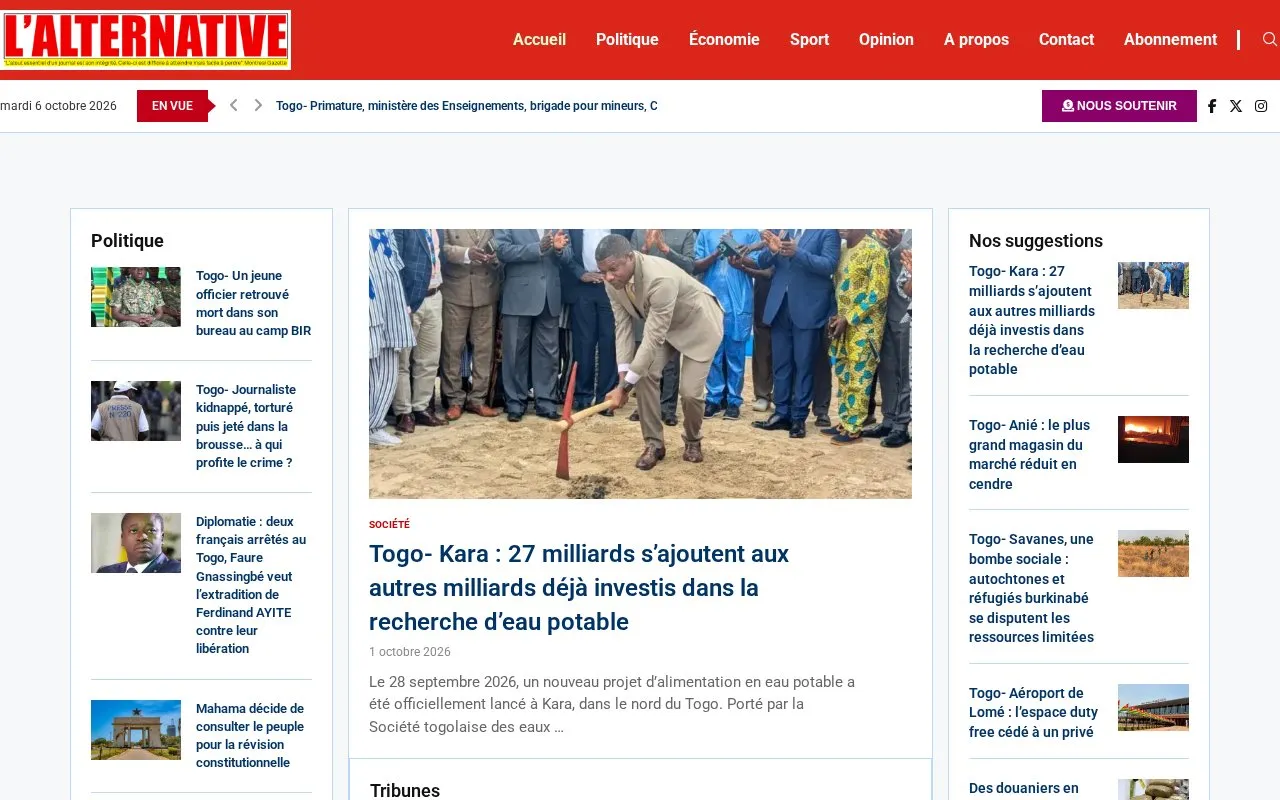 L'alternative homepage screenshot