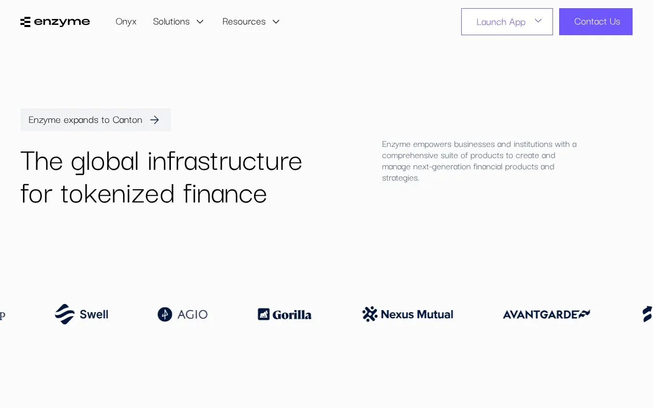 Enzyme Finance homepage screenshot