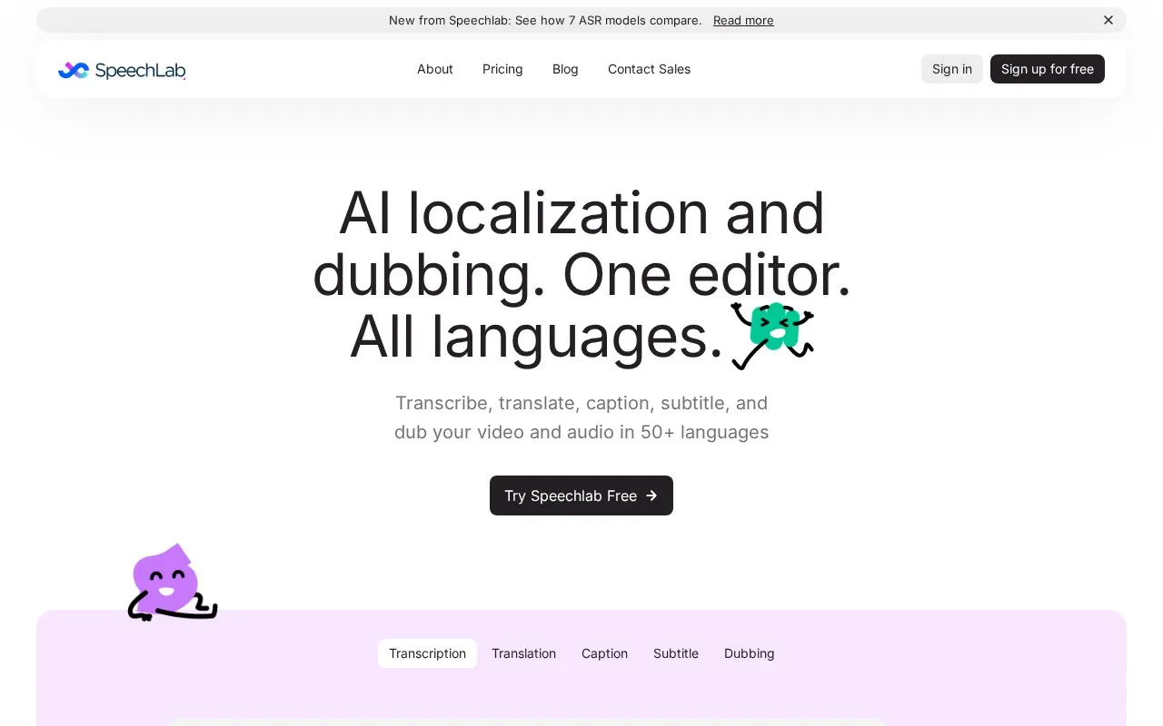 SpeechLab homepage screenshot
