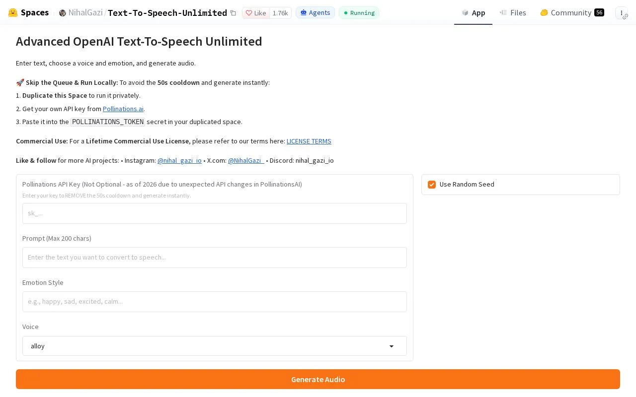 Realistic Text To Speech Unlimited homepage screenshot