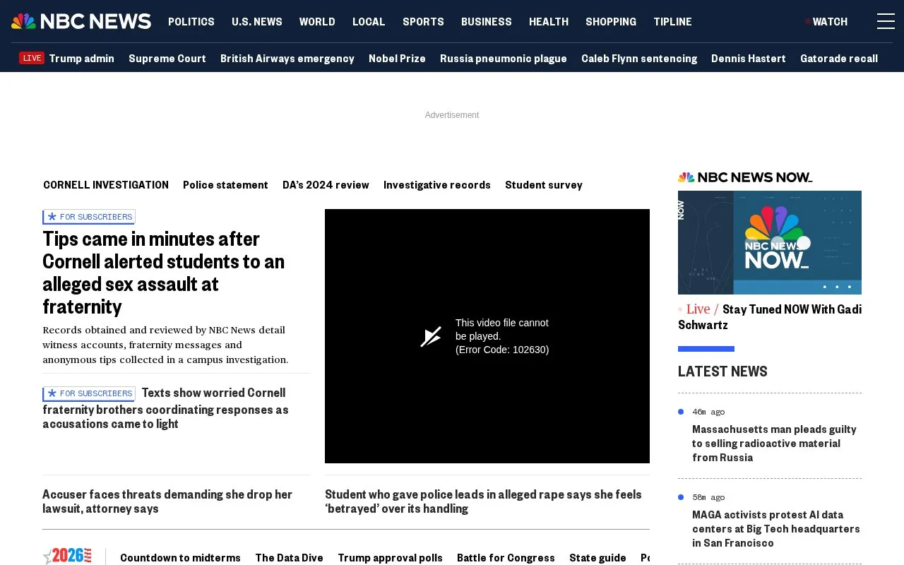 NBC News homepage screenshot