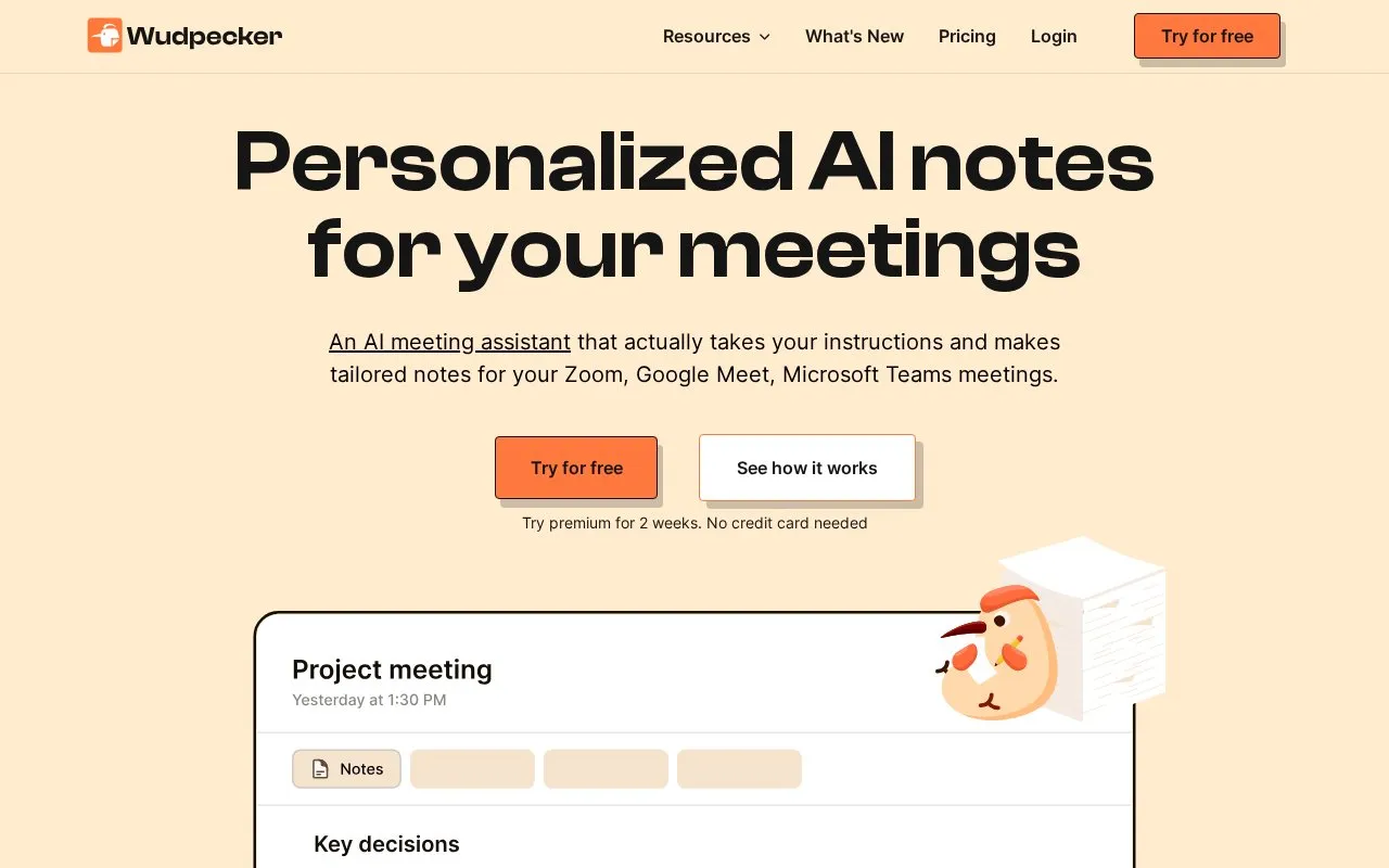 Wudpecker homepage screenshot