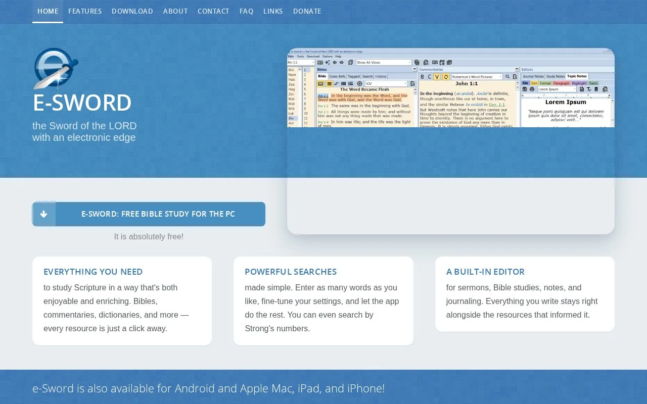 eSword homepage screenshot