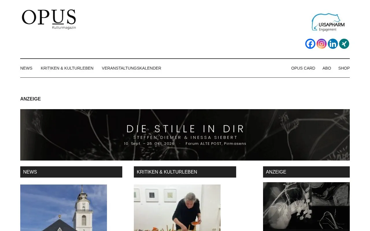 Opus homepage screenshot