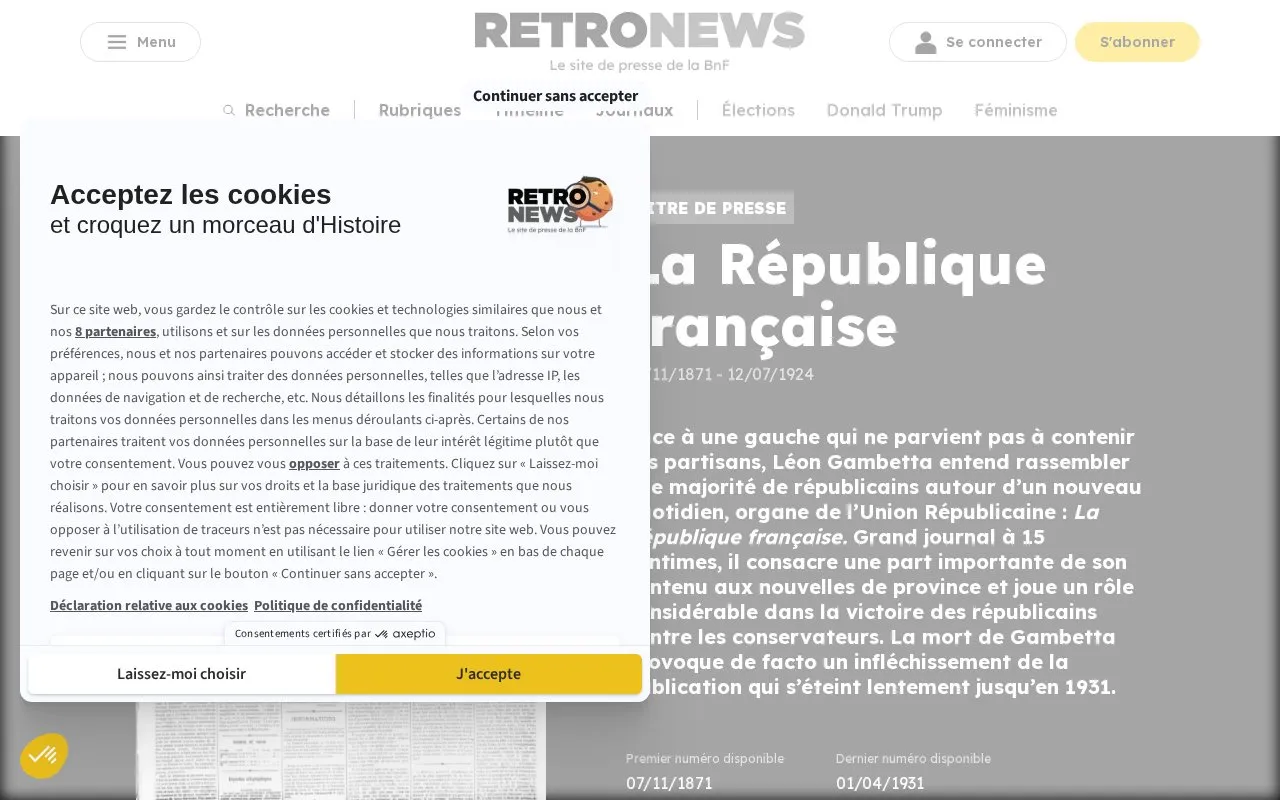La République française homepage screenshot