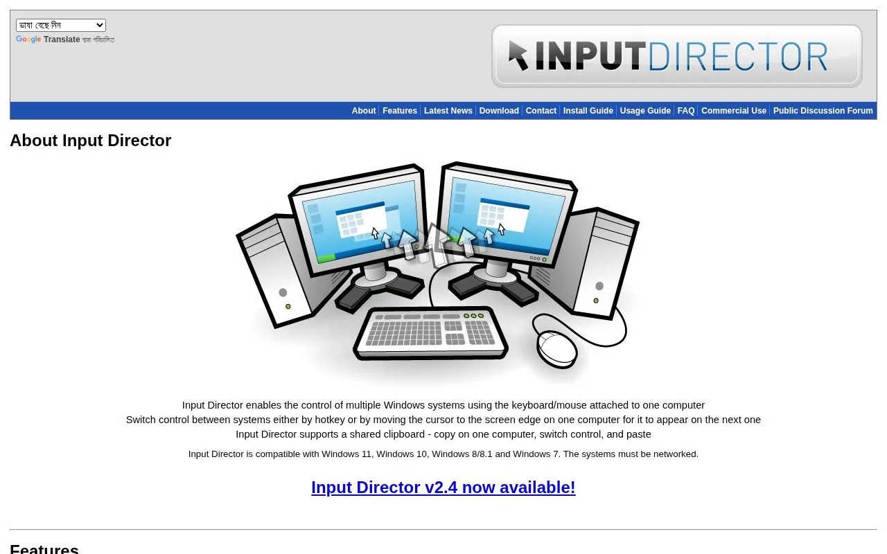 InputDirector homepage screenshot