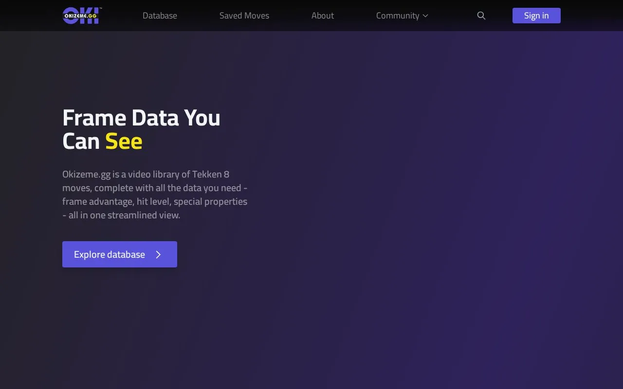 Okizeme homepage screenshot