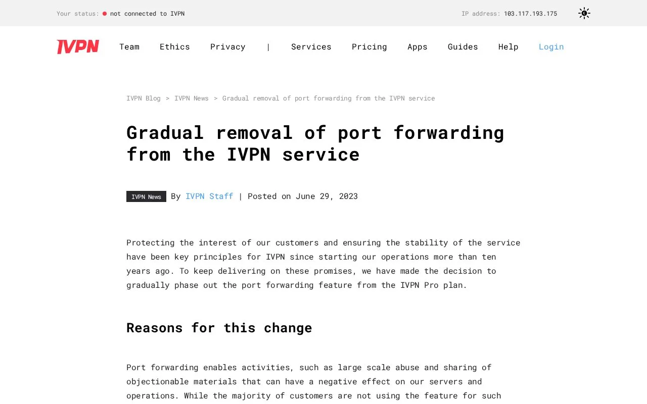 No Port Forwarding homepage screenshot