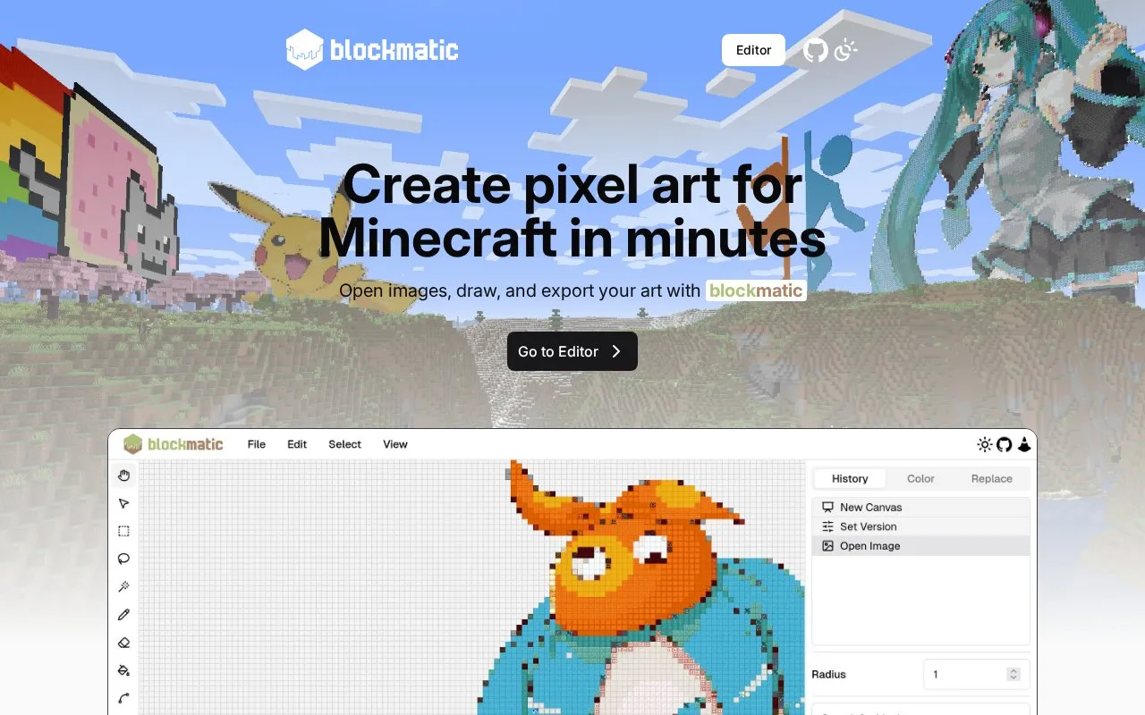 Blockmatic homepage screenshot