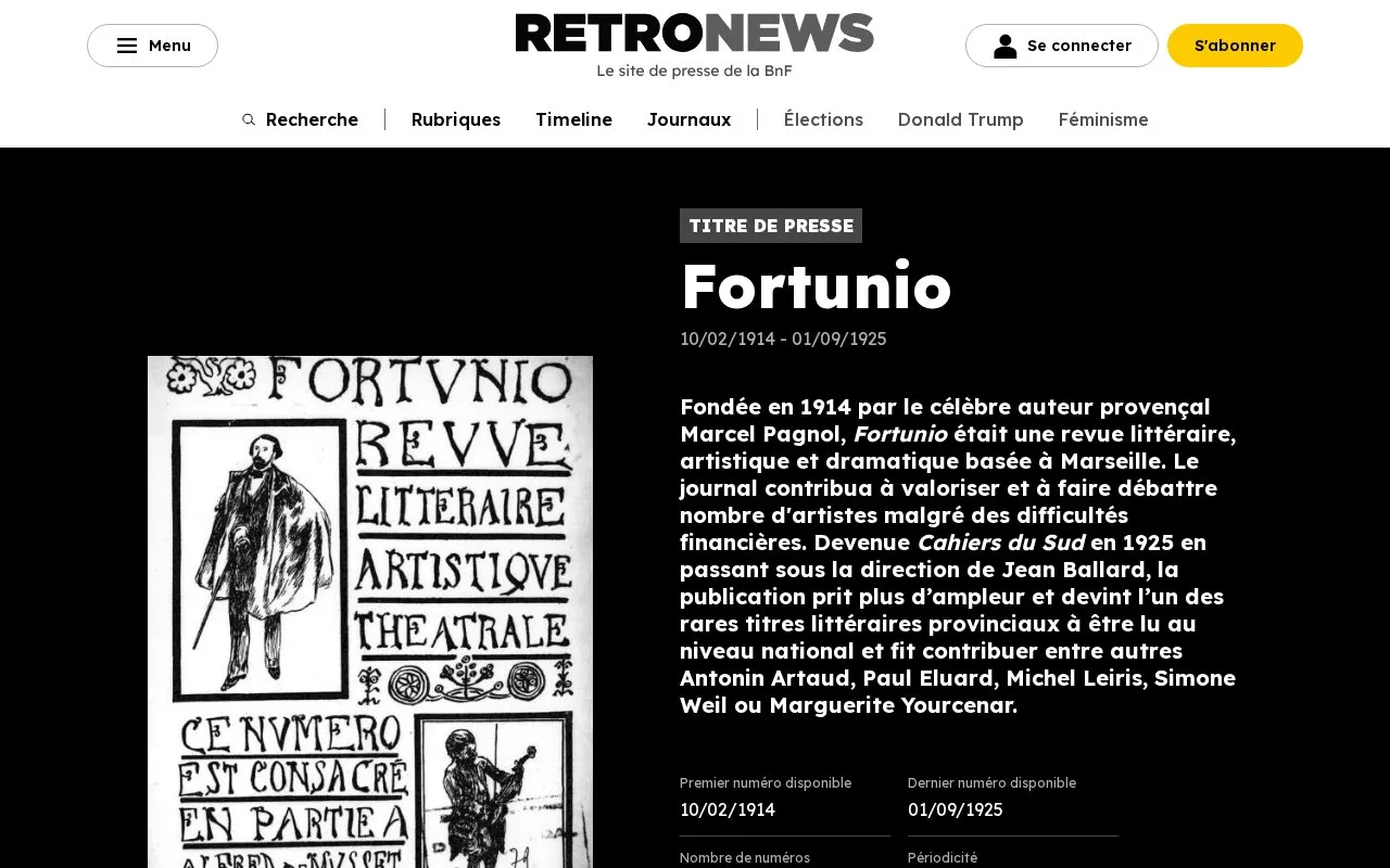 Fortunio homepage screenshot