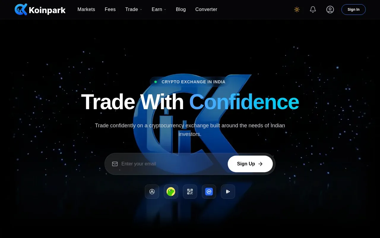 Koinpark homepage screenshot