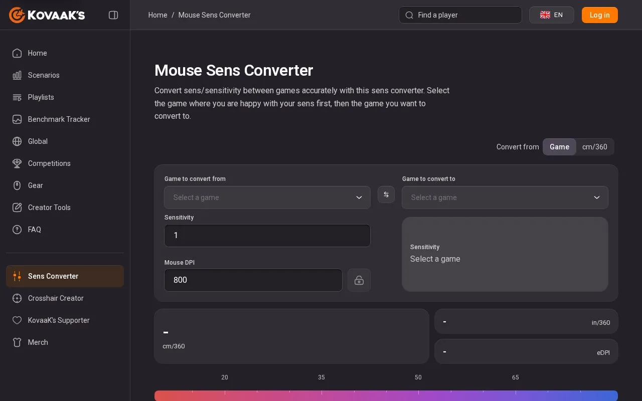 Sens Converter homepage screenshot