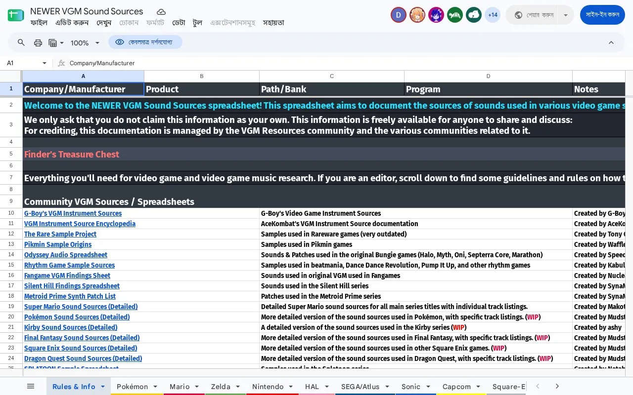 VGM Sound Sources homepage screenshot