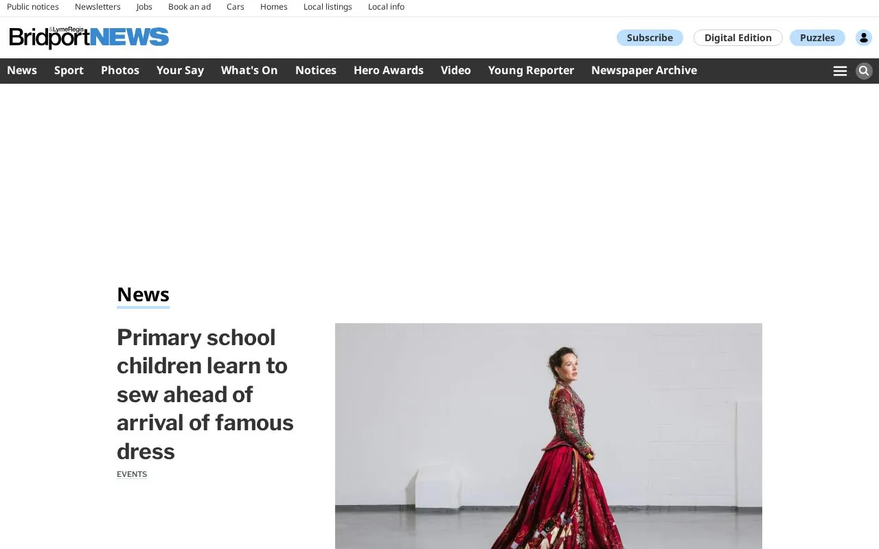Bridport News homepage screenshot