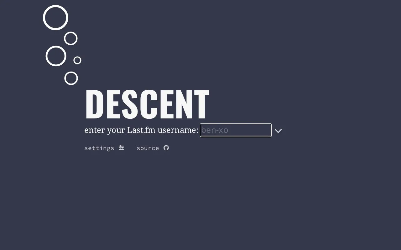 Descent homepage screenshot